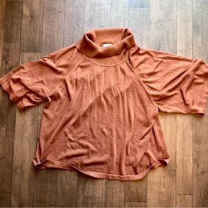 Liz & Me Cowl Neck Sweater Size 3X Brown Metallic Gold 3/4  Sleeves tunic top